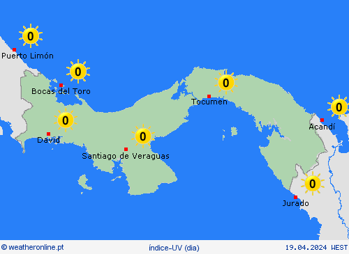 índice-uv Panamá América Central mapas de previsão