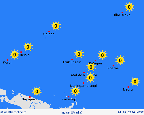 índice-uv Ilha Wake Oceânia mapas de previsão