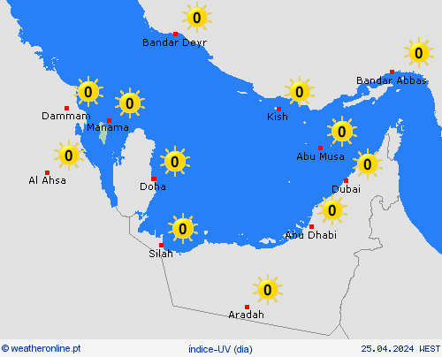 índice-uv Bahrein Ásia mapas de previsão