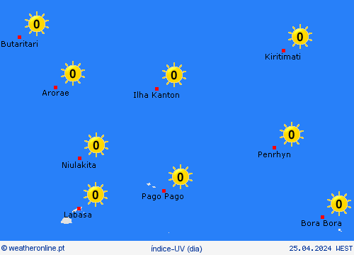índice-uv Kiribati Oceânia mapas de previsão