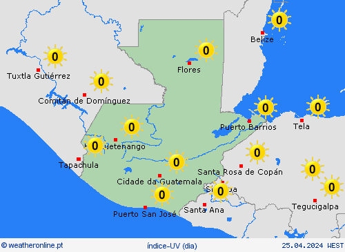 índice-uv Guatemala América Central mapas de previsão