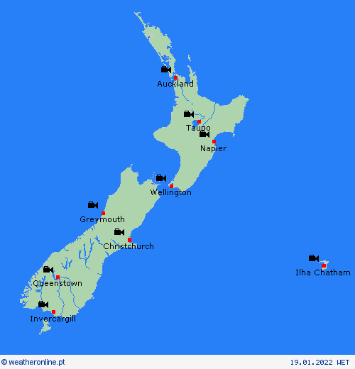 webcam Nova Zelândia Oceânia mapas de previsão