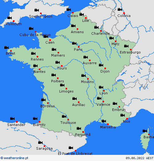 webcam França Europa mapas de previsão