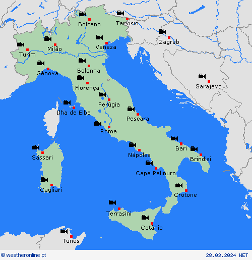 webcam Itália Europa mapas de previsão