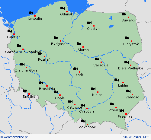 webcam Polónia Europa mapas de previsão