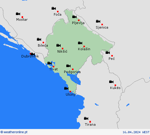 webcam Montenegro Europa mapas de previsão