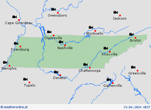 webcam Tennessee América do Norte mapas de previsão