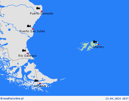webcam Ilhas Malvinas América do Sul mapas de previsão