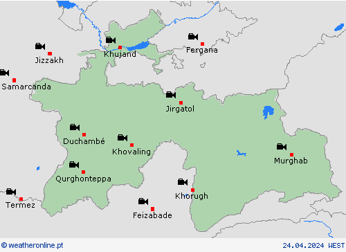 webcam Tadjiquistão Ásia mapas de previsão