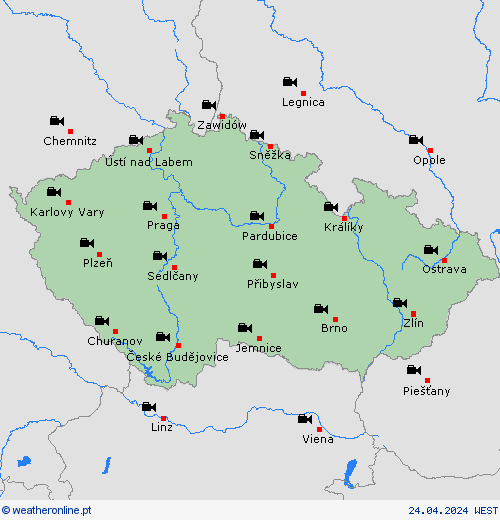 webcam República Checa Europa mapas de previsão
