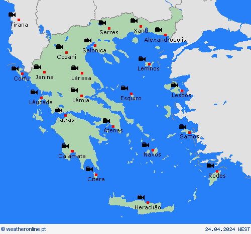 webcam Grécia Europa mapas de previsão