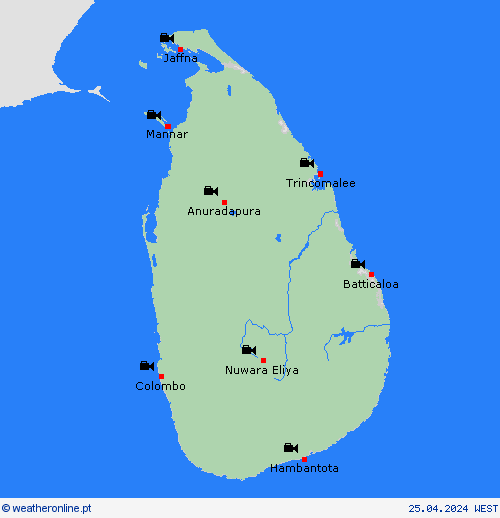 webcam Sri Lanka Ásia mapas de previsão