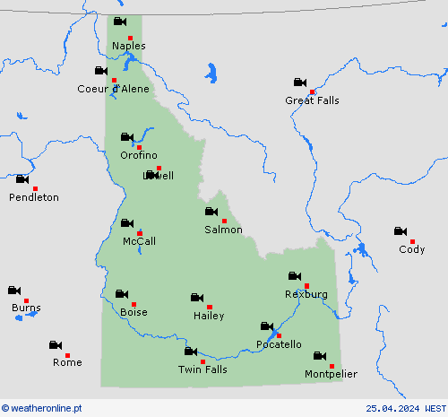 webcam Idaho América do Norte mapas de previsão
