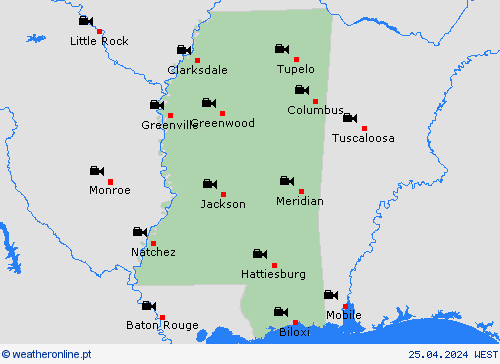 webcam Mississippi América do Norte mapas de previsão