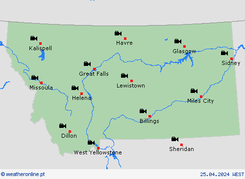 webcam Montana América do Norte mapas de previsão