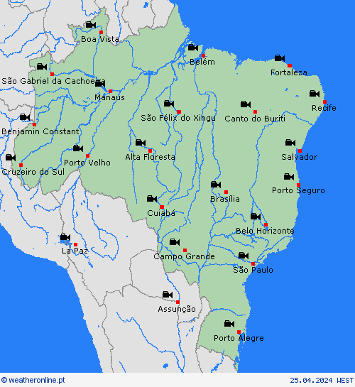webcam Brasil América do Sul mapas de previsão