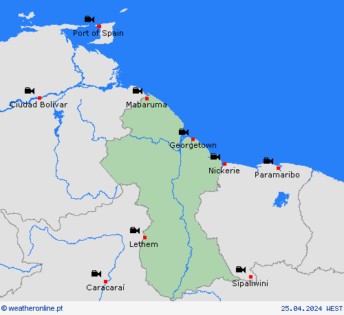 webcam Guiana América do Sul mapas de previsão