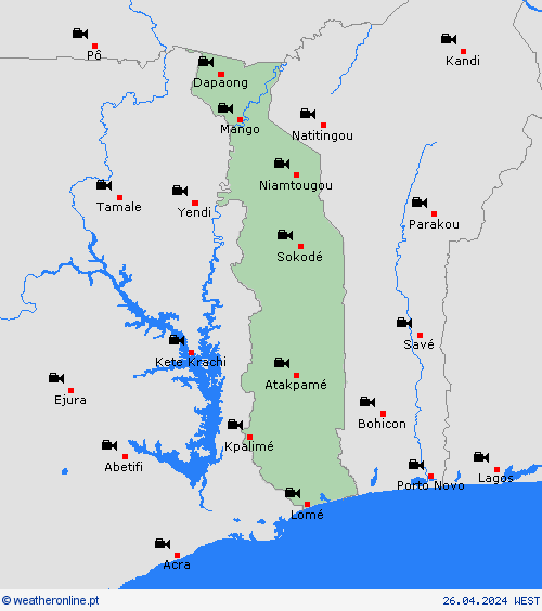 webcam Togo África mapas de previsão