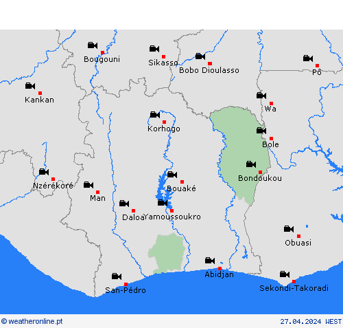 webcam Costa do Marfim África mapas de previsão