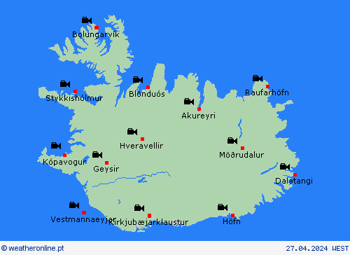 webcam Islândia Europa mapas de previsão