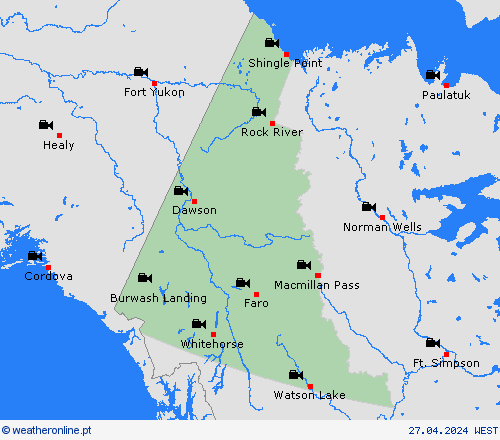 webcam Yukon América do Norte mapas de previsão