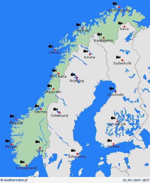 webcam Noruega Europa mapas de previsão