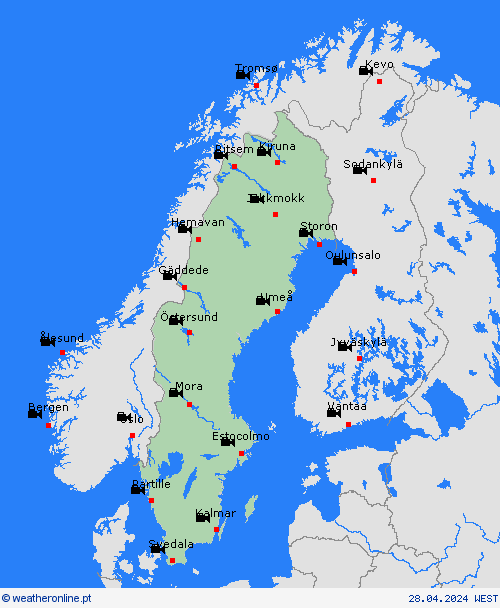 webcam Suécia Europa mapas de previsão