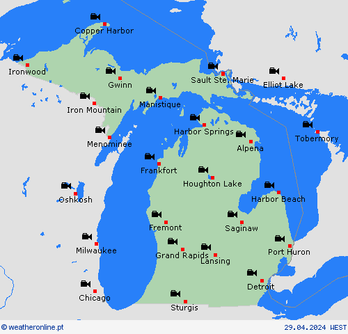 webcam Michigan América do Norte mapas de previsão