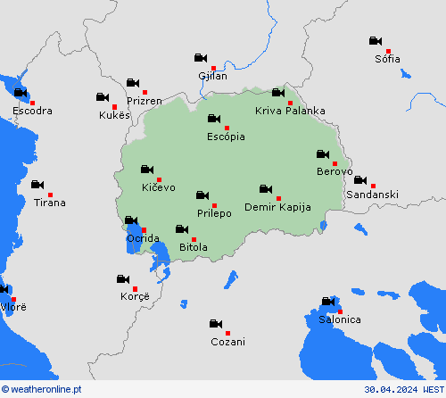 webcam Macedónia do Norte Europa mapas de previsão