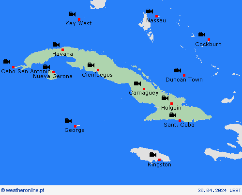 webcam Cuba América Central mapas de previsão