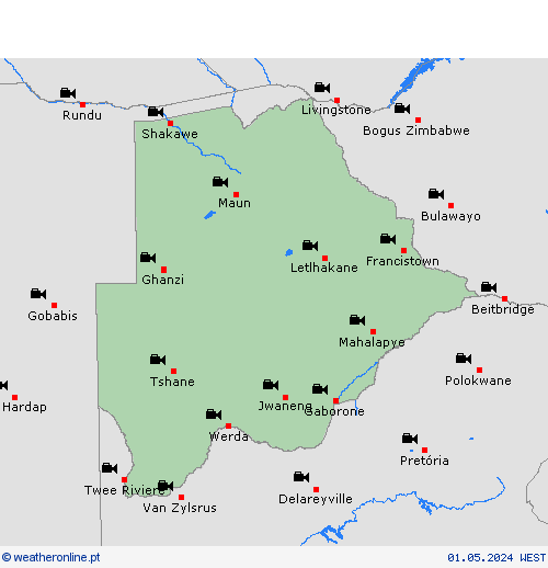webcam Botswana África mapas de previsão