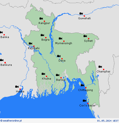 webcam Bangladesh Ásia mapas de previsão