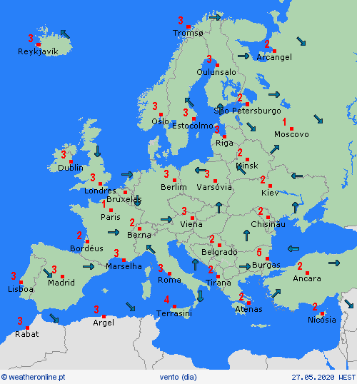 vento  Europa mapas de previsão