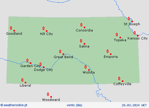 vento Kansas América do Norte mapas de previsão
