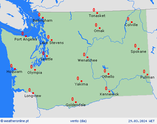 vento Washington América do Norte mapas de previsão