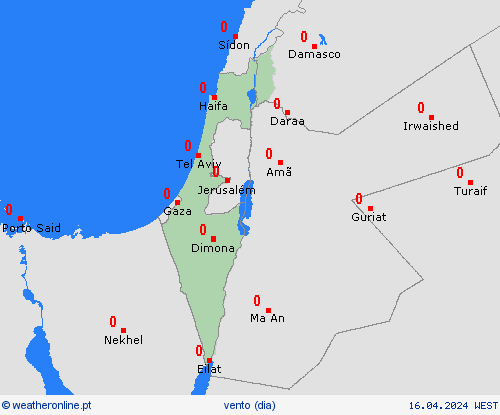 vento Israel Ásia mapas de previsão
