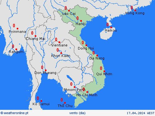 vento Vietname Ásia mapas de previsão