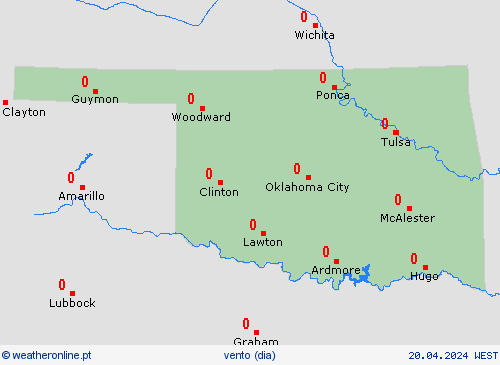 vento Oklahoma América do Norte mapas de previsão