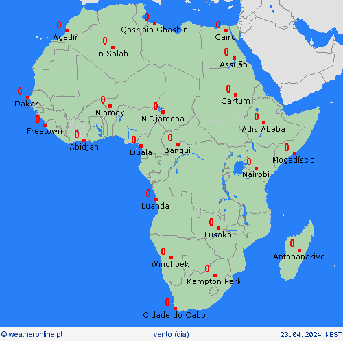 vento  África mapas de previsão