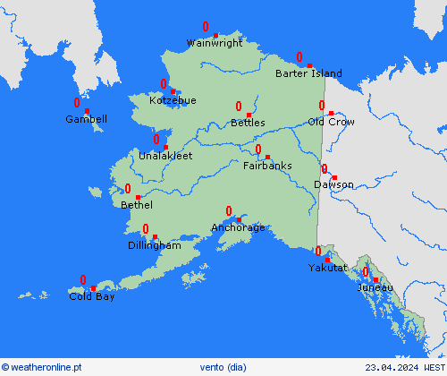 vento Alasca América do Norte mapas de previsão