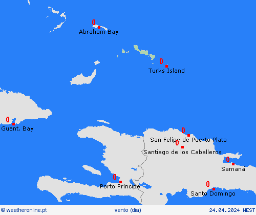 vento Turks e Caicos América Central mapas de previsão