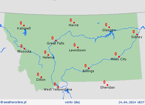vento Montana América do Norte mapas de previsão