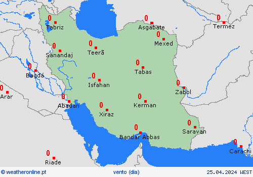 vento Irão Ásia mapas de previsão