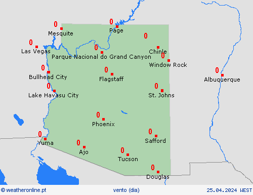 vento Arizona América do Norte mapas de previsão