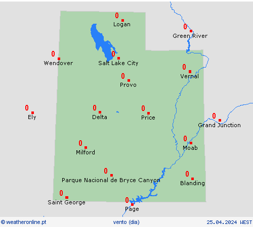 vento Utah América do Norte mapas de previsão