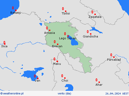 vento Arménia Ásia mapas de previsão