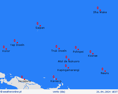vento Nauru Oceânia mapas de previsão