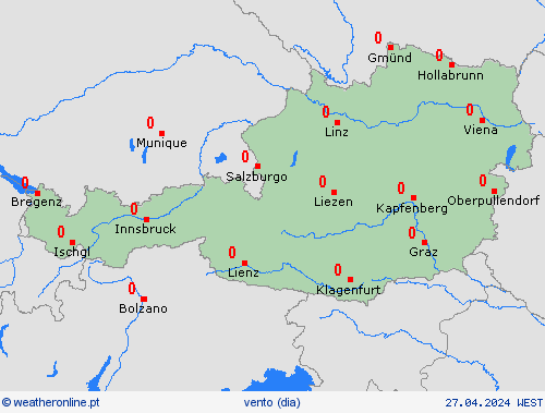 vento Áustria Europa mapas de previsão