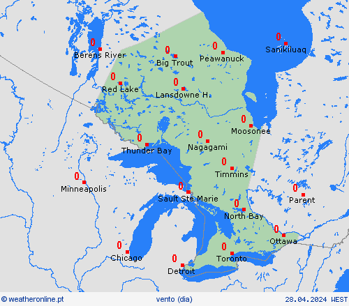 vento Ontário América do Norte mapas de previsão