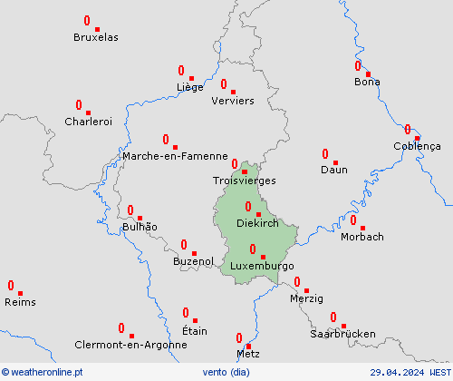 vento Luxemburgo Europa mapas de previsão
